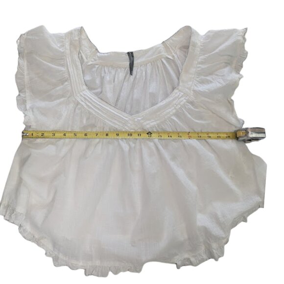 By Anthropologie “In Bloom” White Flutter Sleeve Popover Top Boho Feminine *SZ L - Picture 6 of 9